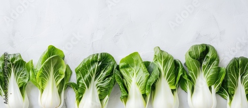 An image showcasing Pok Choi with a clean white backdrop offers ample copy space. photo