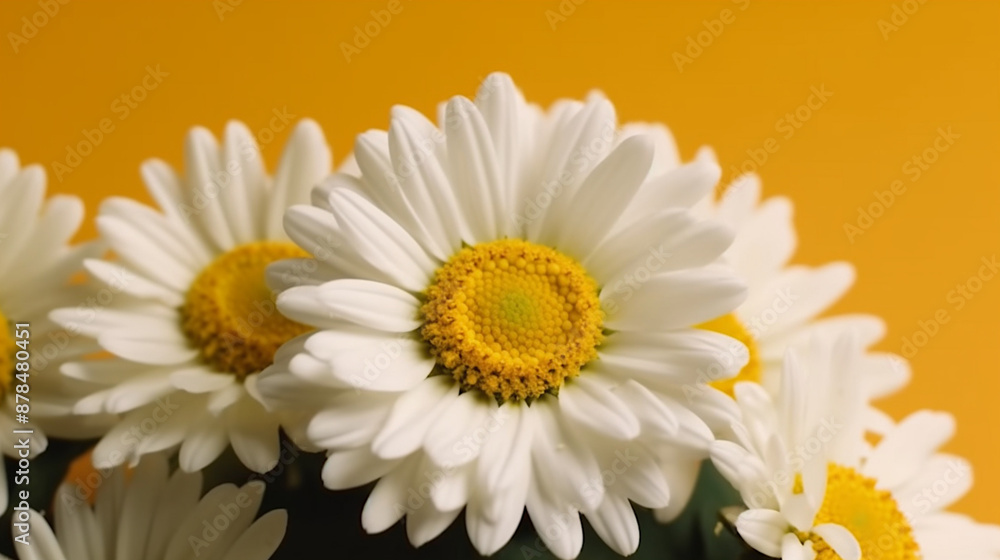 Margherite fotografate su un tavolo giallo Margherite fotografate su un tavolo giallo
