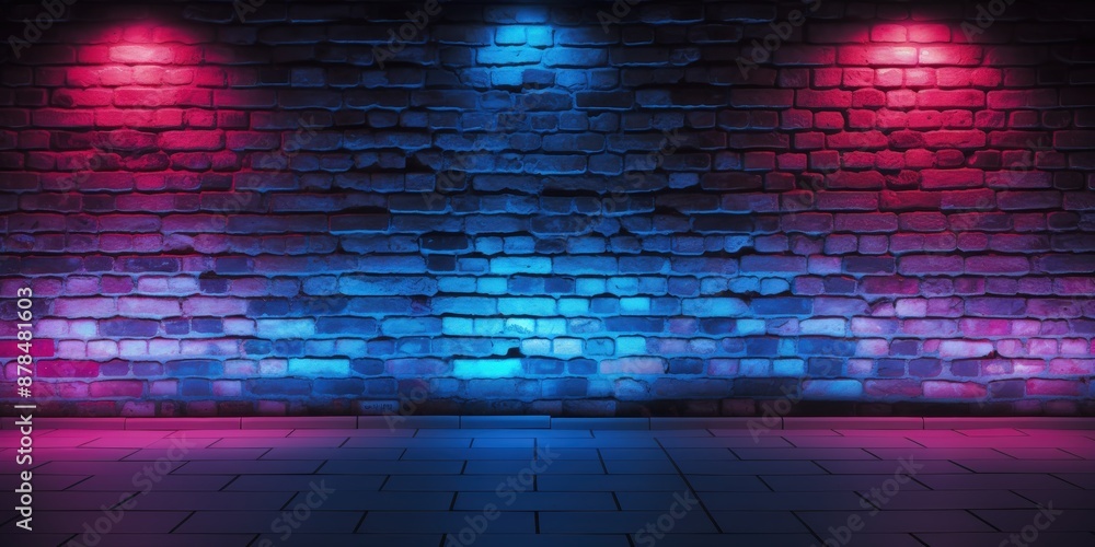Neon Lights on Brick Wall