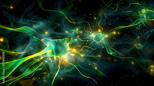 Wallpaper Mural Glowing Cerebellum Neurons Firing in Digital of Dynamic Neural Network Torontodigital.ca