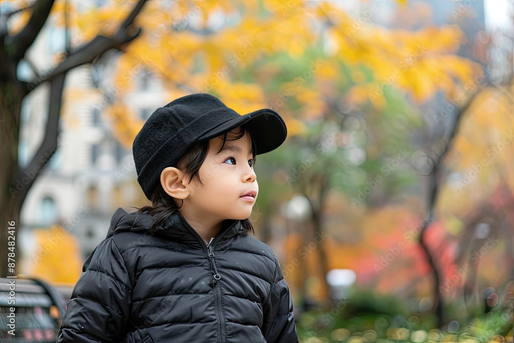 A Child's Gaze Amidst Autumn Hues A Child's Gaze Amidst Autumn Hues