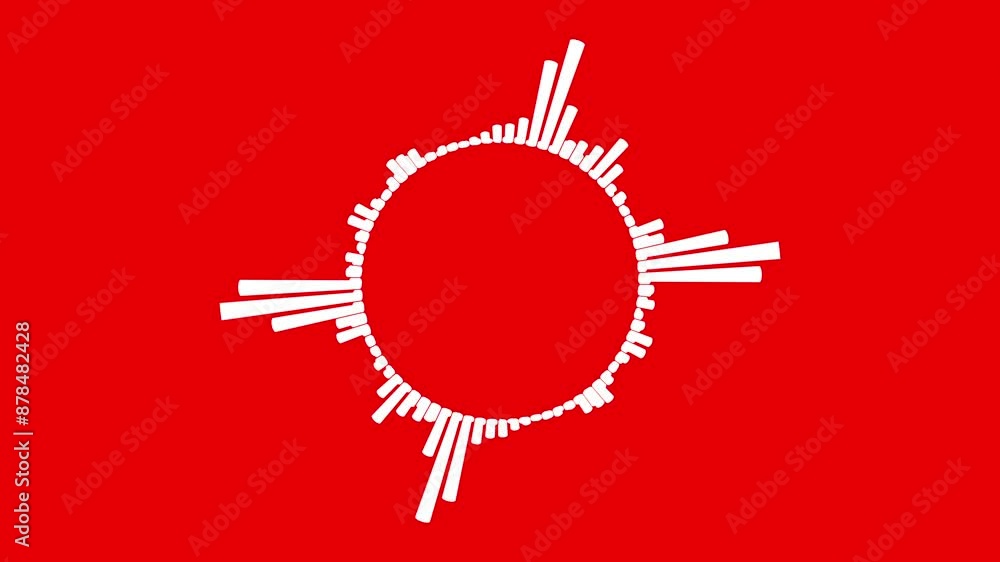 4k abstract music sound wave or audio wavefrom isolated on red background.Line digital minimalist voice and symbol technology. 4k abstract music sound wave or audio wavefrom isolated on red background.Line digital minimalist voice and symbol technology.