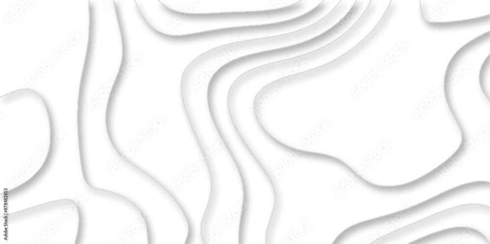 vector illustration 3d papercut wave line geometric curved white background, Topographic map of geology and contour map, papercut and multi layer cutout geometric white abstract pattern background. vector illustration 3d papercut wave line geometric curved white background, Topographic map of geology and contour map, papercut and multi layer cutout geometric white abstract pattern background.
