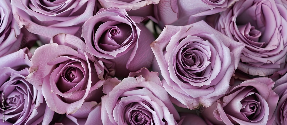 Close-up top view of lilac roses bouquet, with copy space image. Close-up top view of lilac roses bouquet, with copy space image.