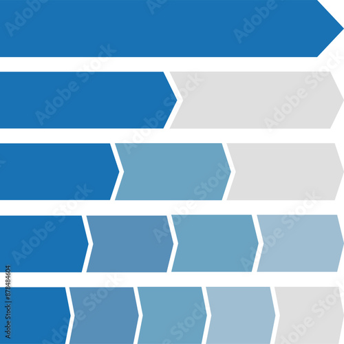 青色の帯状のフローチャートのセット