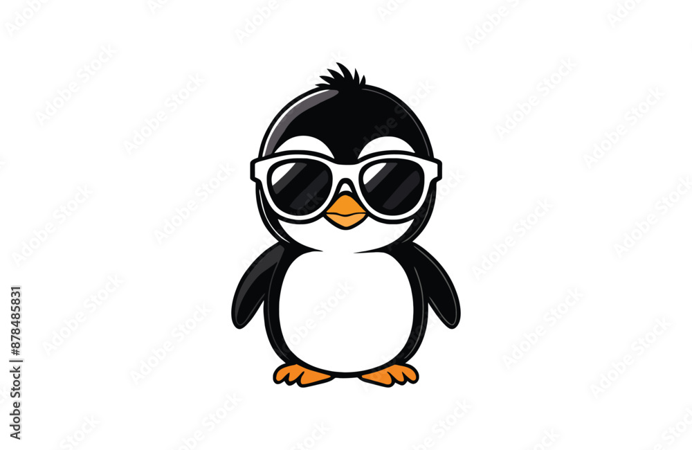 Obraz premium Cute Penguin kid silhouette vector art design