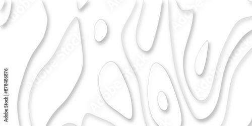 papercut and multi layer cutout geometric white abstract pattern background, vector illustration 3d papercut wave line geometric curved white background, Topographic map of geology and contour map.