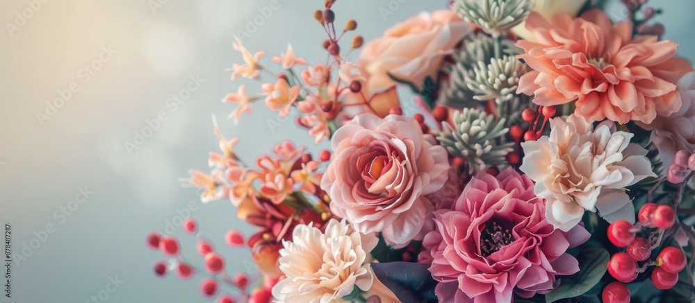 Beautiful artificial flowers bouquet with copy space image. Beautiful artificial flowers bouquet with copy space image.