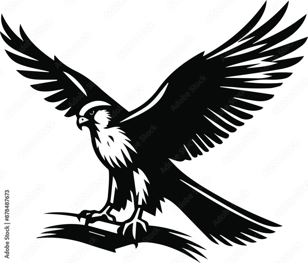Falcon silhouette vector art illustration. Generative AI Falcon silhouette vector art illustration. Generative AI