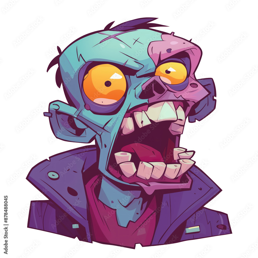 Naklejka premium Illustration of a scary zombie character biting