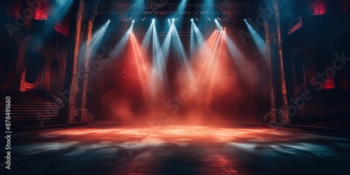 Stage Lights ,Empty stage with spotlight illuminated the stage, Theater stage with light 