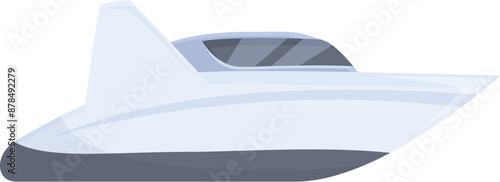 Modern white motor yacht sailing on water surface, luxury transport, travel and tourism concept
