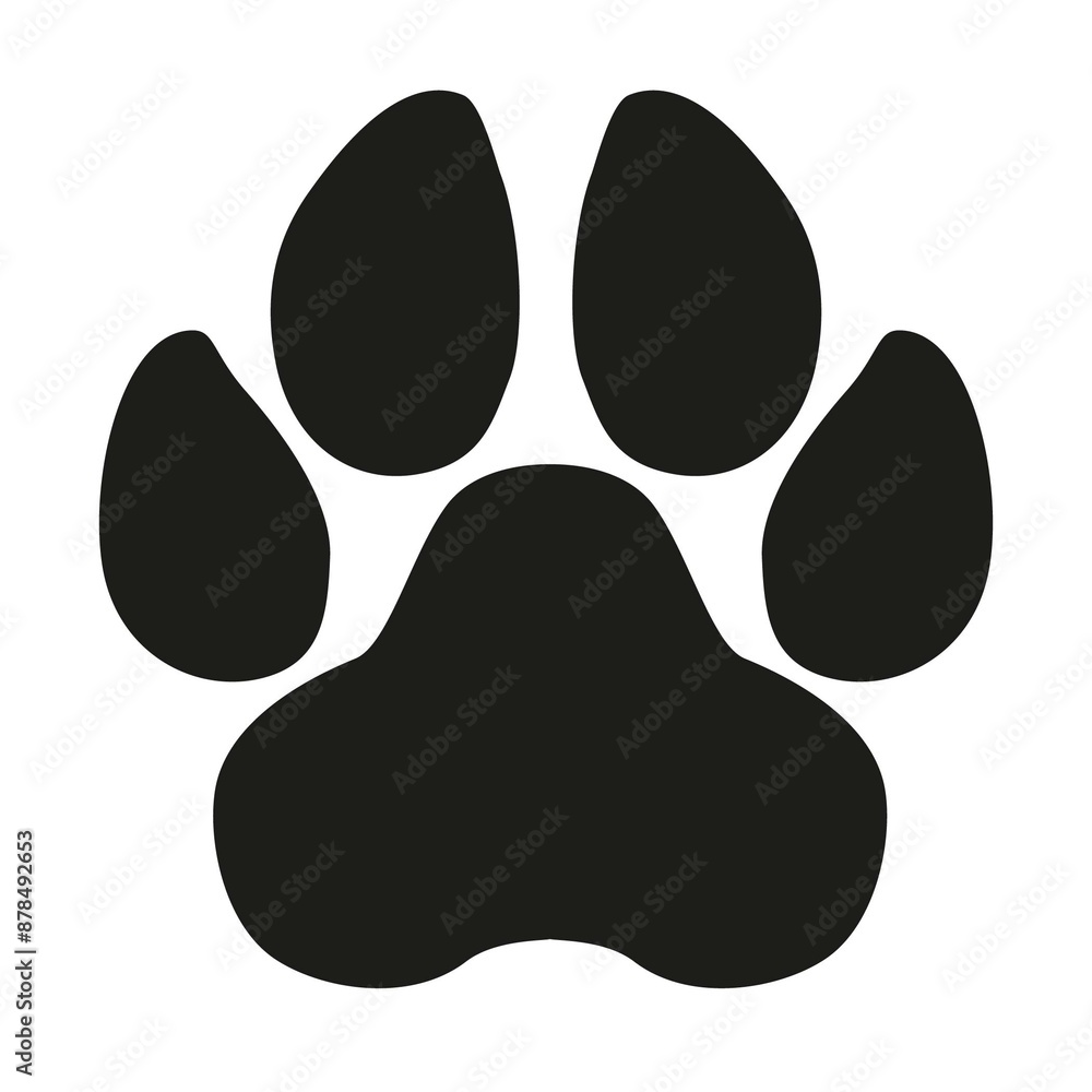 Black silhouette of a paw print, isolated. Black silhouette of a paw print, isolated.
