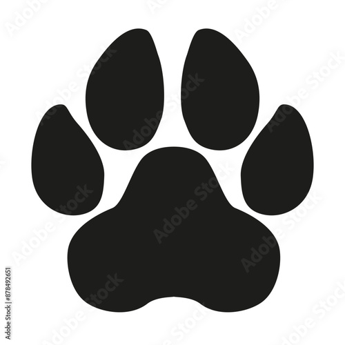 Black silhouette of a paw print, isolated.