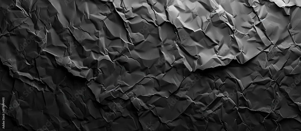 Background featuring a texture of crumpled black paper with a design suitable for including copy space image. Background featuring a texture of crumpled black paper with a design suitable for including copy space image.