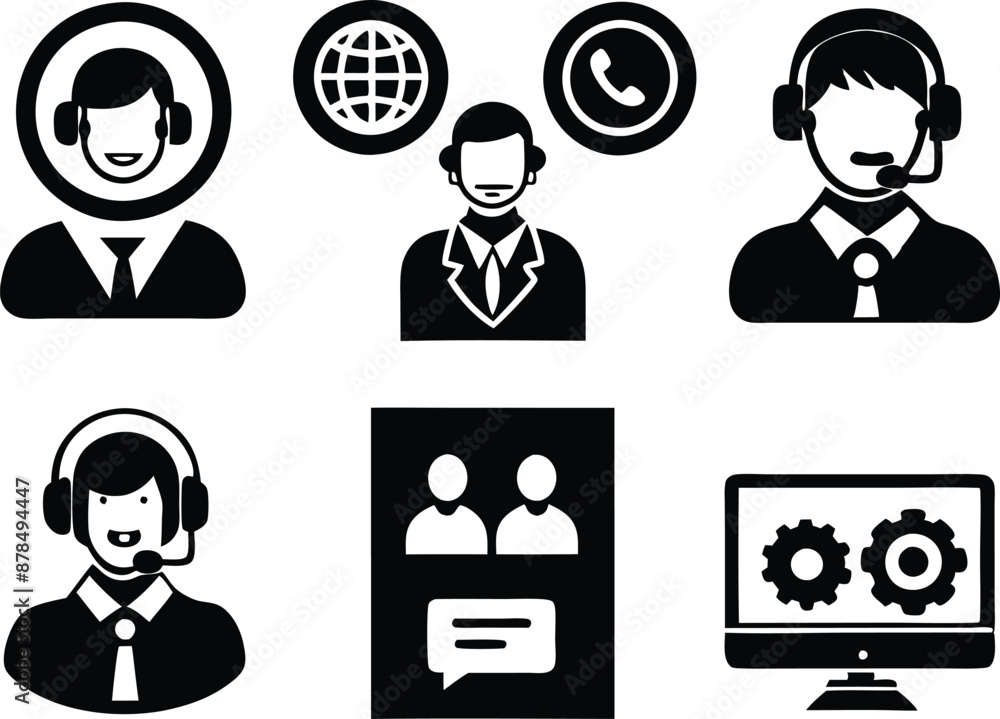 set of Customer service and support icon. support, service, help, business, customer, technology, call, online, contact set of Customer service and support icon. support, service, help, business, customer, technology, call, online, contact