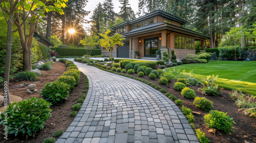 Fototapeta premium a path made of stones in the garden of a country house