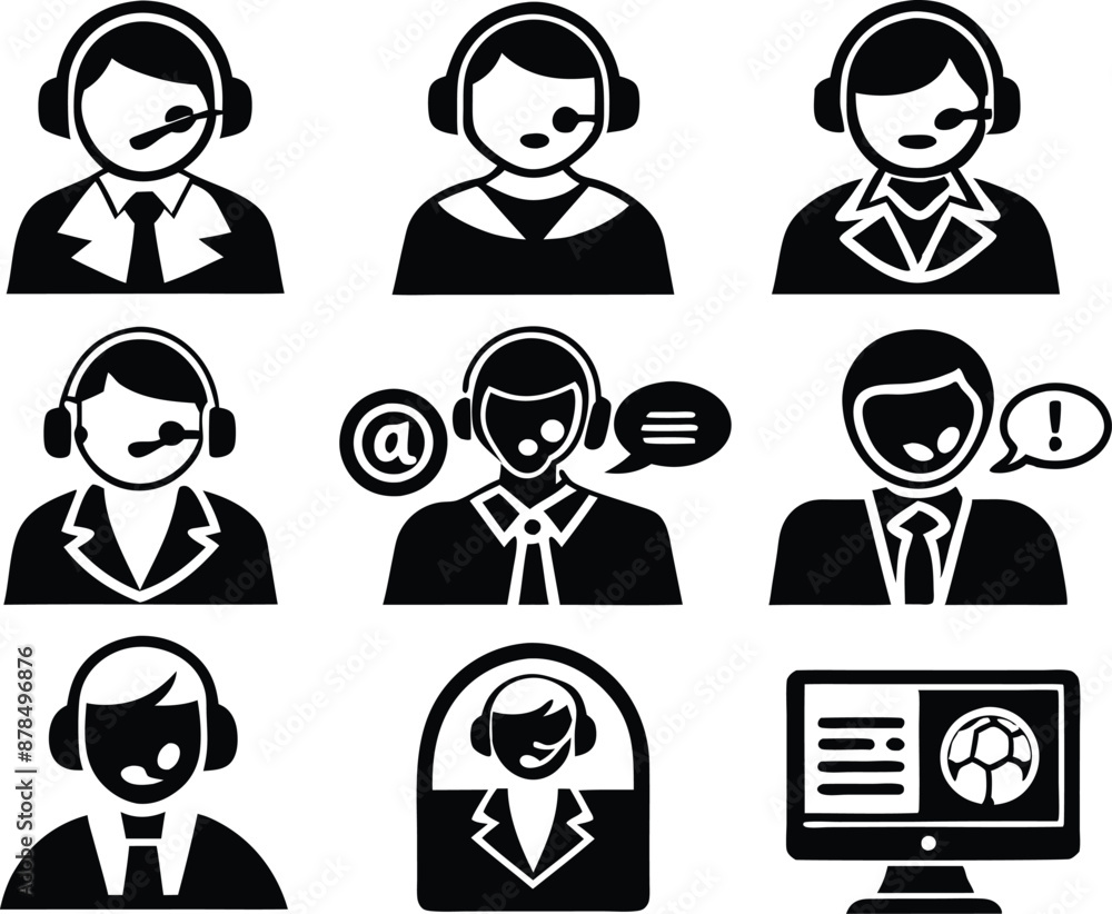 set of Customer service and support icon. support, service, help, business, customer, technology, call, online, contact set of Customer service and support icon. support, service, help, business, customer, technology, call, online, contact