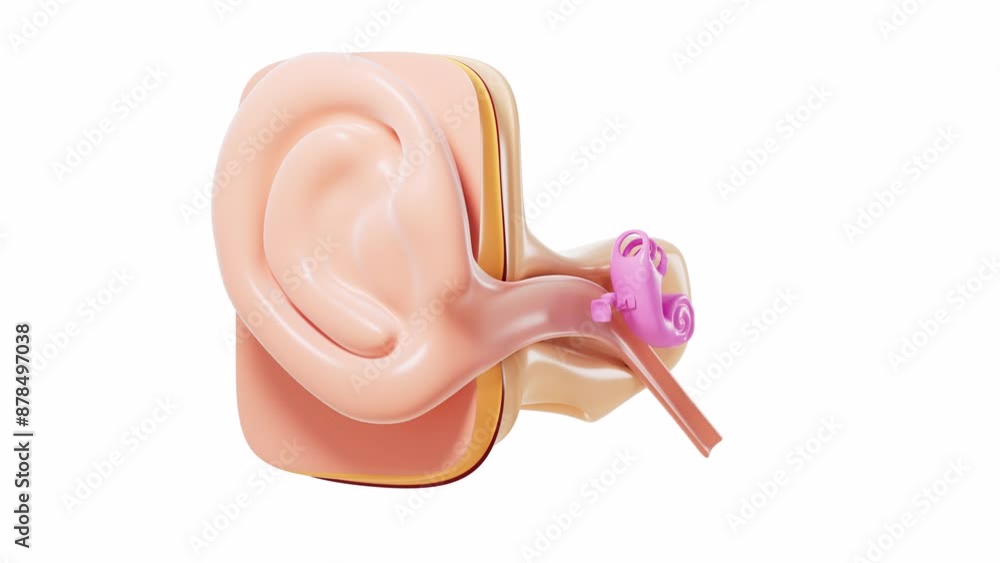 Human auditory system with alpha channel, 3d rendering. Human auditory system with alpha channel, 3d rendering.