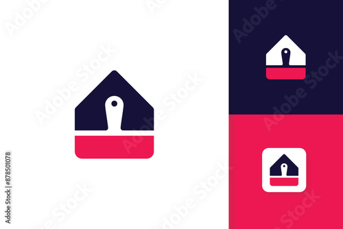 brush and house logo design vector template