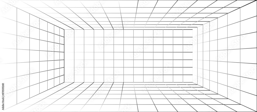 Perpective Grid Line Abstract perspective grid line room background design. vector gradient ...