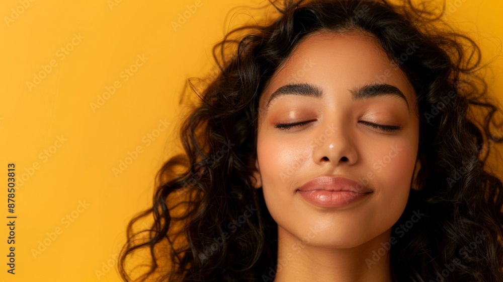 Close-up of a serene Indian woman with her eyes closed Close-up of a serene Indian woman with her eyes closed