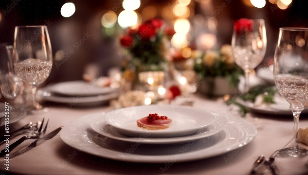 Fototapeta premium romantic table dinner rose liquid night valentine setting date goggles dreamy decoration
