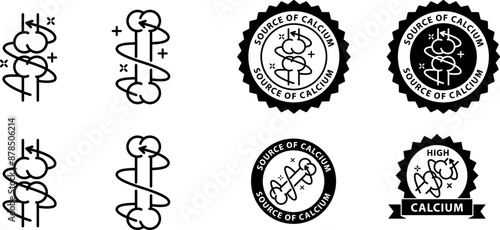 Source of calcium icon sticker , vector illustration