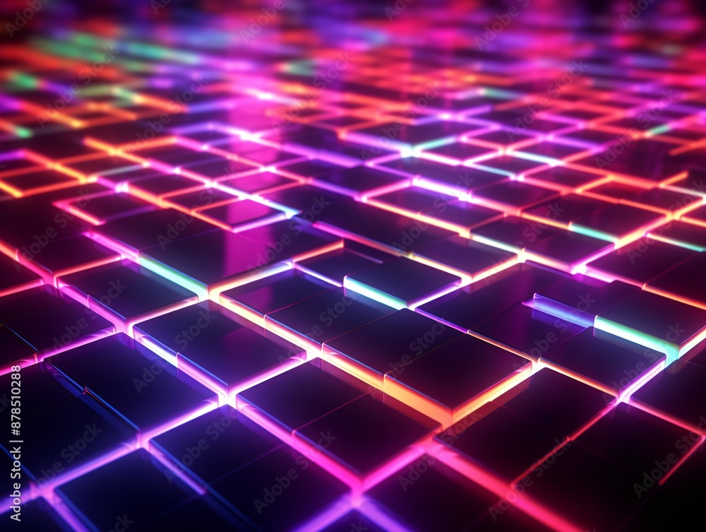 Abstract futuristic city filled with neon lights