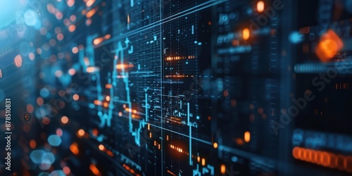 Automated trading system with financial technology symbols.
