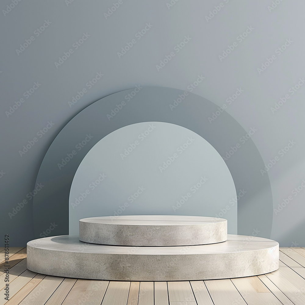 Empty podium on wall made with generative AI Empty podium on wall made with generative AI