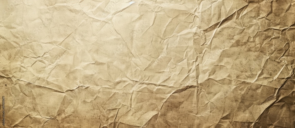 Fototapeta premium Vintage beige paper background with a grungy, crumpled texture and scratches. Ideal for desktop wallpapers and banners with a dark, rugged look and ample copy space image.