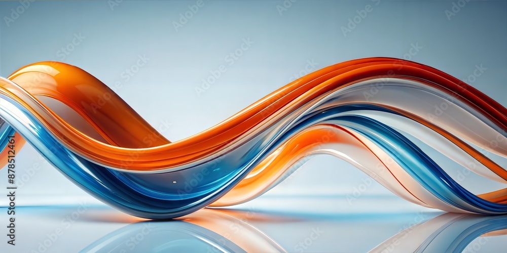 Fototapeta premium 3D Abstract Orange Glass Waves - Fluid Gradient Curves and Transparent Shapes on Modern Minimal Background for Product Display