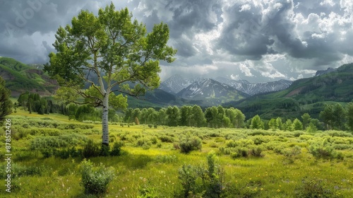 landscape with trees and clouds