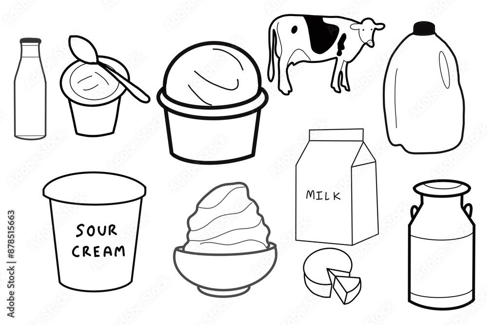 Cow, Milk box, Milk container, Milk bottle, Cheese, Yogurt Sour cream