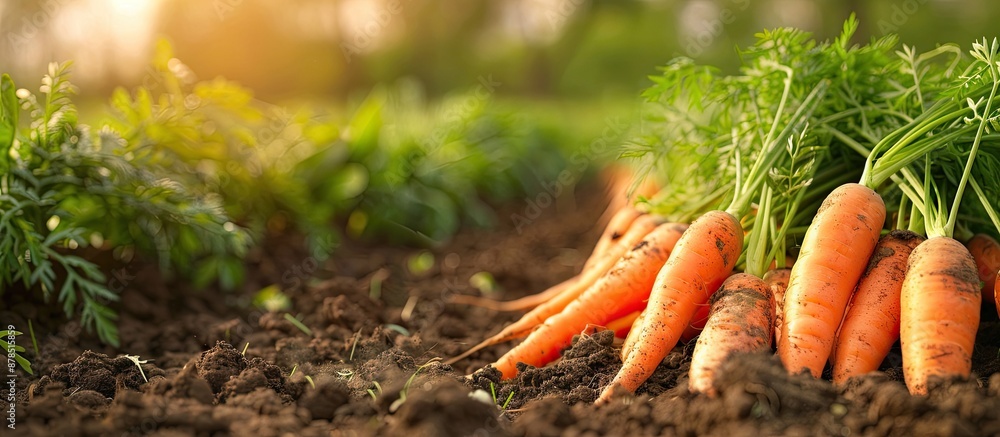 Scenic view of a lush green field showcasing a carrot crop with copy space image available. Scenic view of a lush green field showcasing a carrot crop with copy space image available.