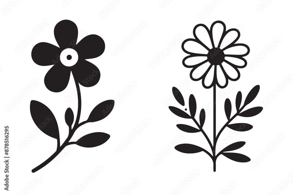 Fototapeta premium Elegant Floral Silhouette Simple Vector Illustration