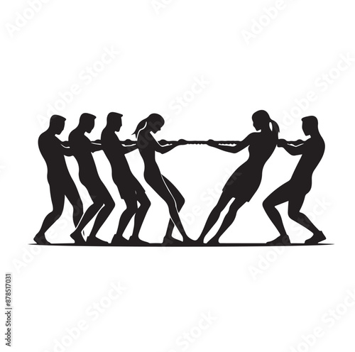 tug of war silhouette vector illustration