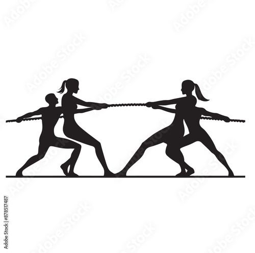 tug of war silhouette vector illustration