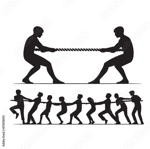 tug of war silhouette vector illustration