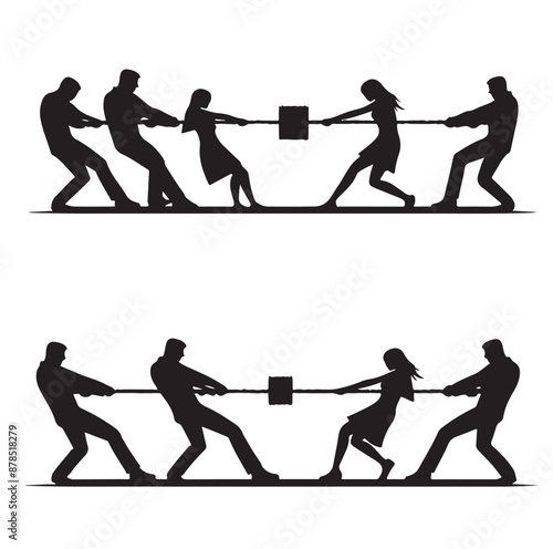 tug of war silhouette vector illustration