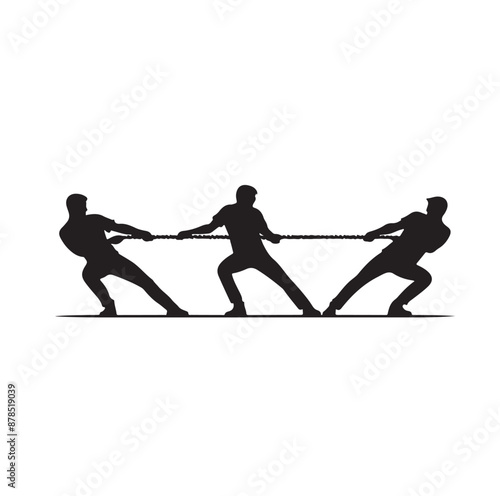 tug of war silhouette vector illustration