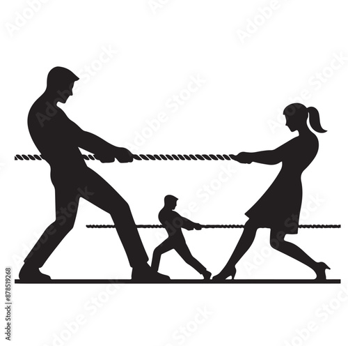 tug of war silhouette vector illustration