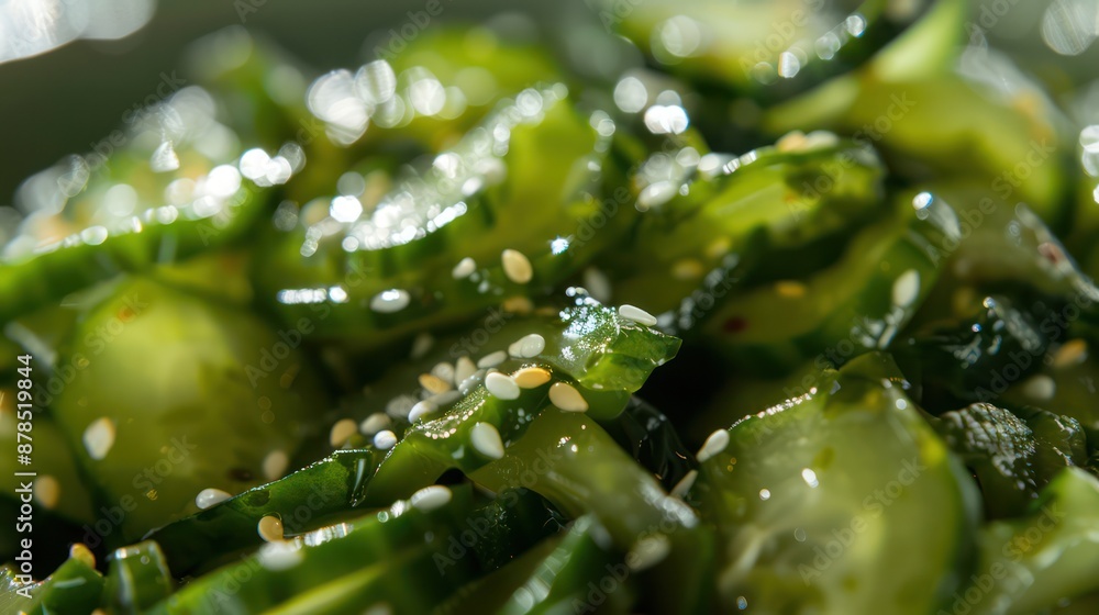 A close up of cucumbers with a sprinkle of salt A close up of cucumbers with a sprinkle of salt