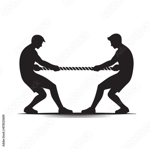 tug of war silhouette vector illustration