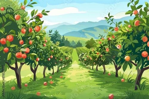 illustrations fruit orchards