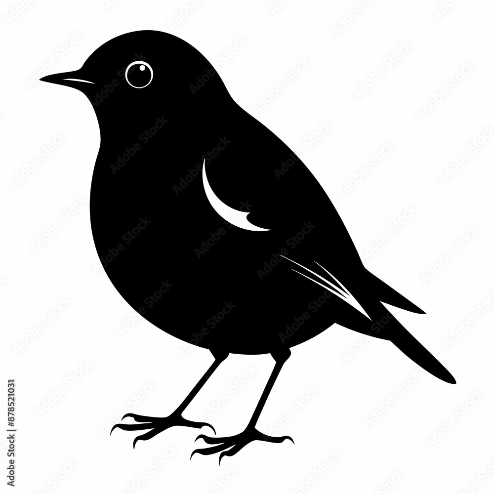 Fototapeta premium Robin black silhouette