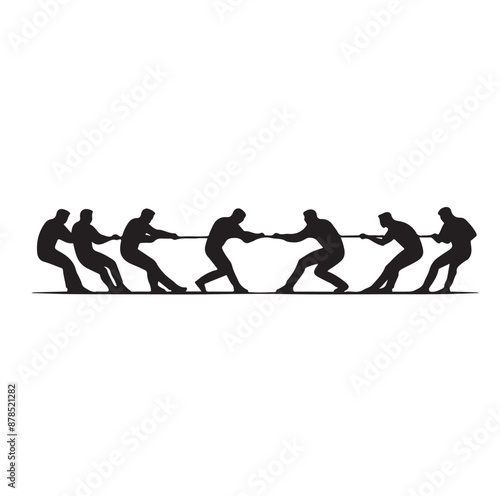 tug of war silhouette vector illustration