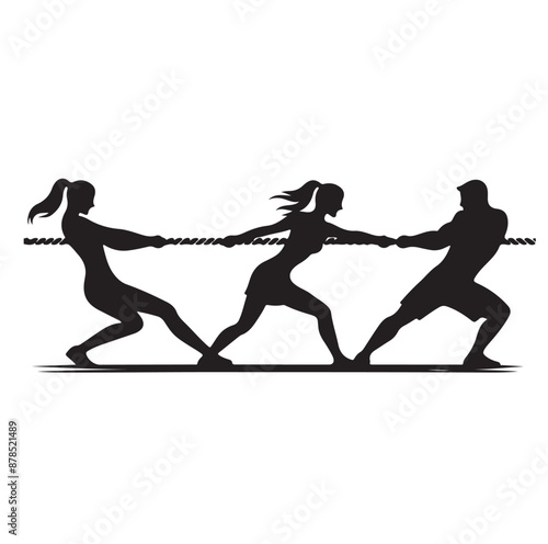 tug of war silhouette vector illustration