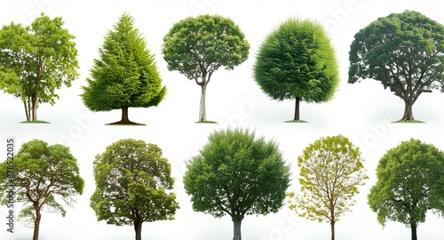 Collection of 3D green tree isolated on white background, for use visualization in architect.jpg